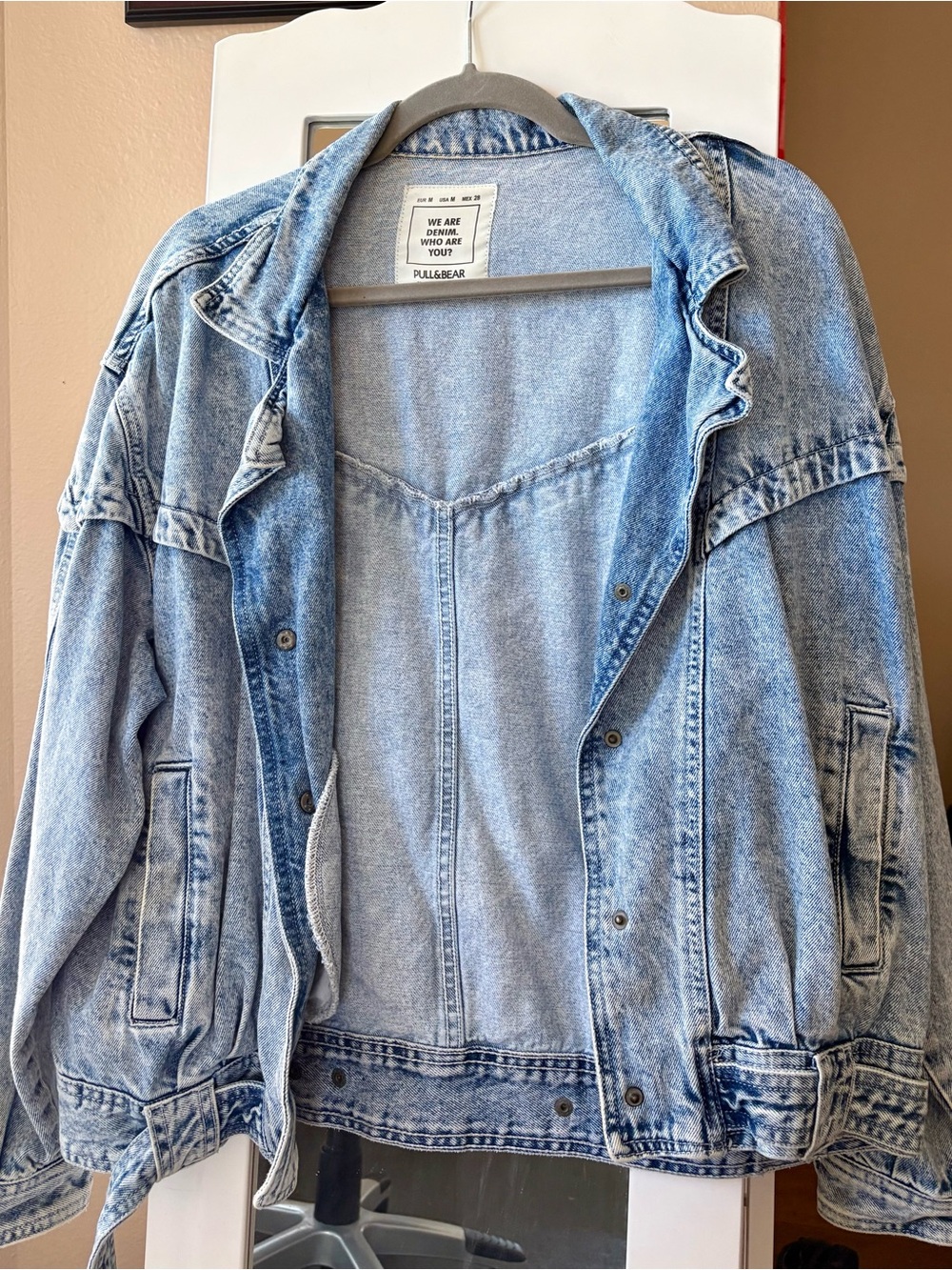Pull&Bear Washed Light Blue Denim Jacket for Women
